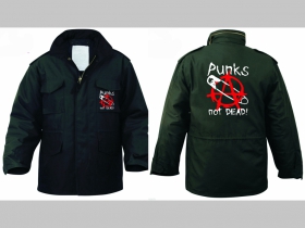 Punks not Dead Zimná bunda M-65 čierna, čiastočne nepremokavá, zateplená odnímateľnou štepovanou podšívkou-Thermo Liner pripevnenou gombíkmi 